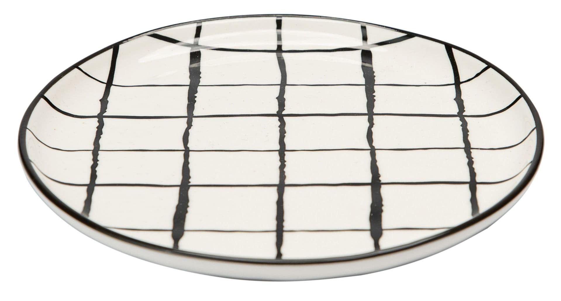 BLACK-&-WHITE Porcelain Plate with Black and White Pattern