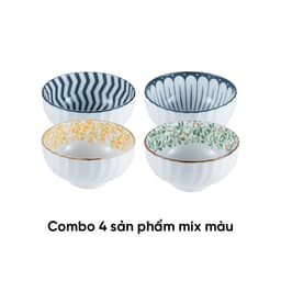 Combo of 4 ANNE ceramic rice bowls in random colors H5.7xD11.3 image 1