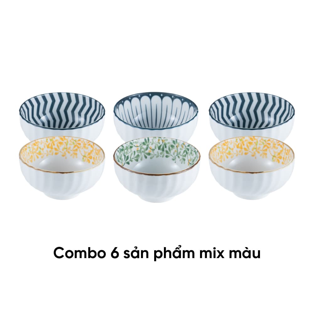 Combo of 6 ANNE ceramic rice bowls in random colors H5.7xD11.3 image 1