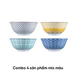 Combo of 4 ANNE ceramic noodle bowls in random colors H7.4xD15.8 image 1