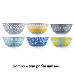 Combo of 6 ANNE ceramic noodle bowls in random colors H7.4xD15.8 image 1