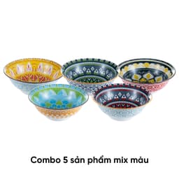 Combo of 5 ANNE ceramic soup bowls in random colors H3.3xD14.2 image 1