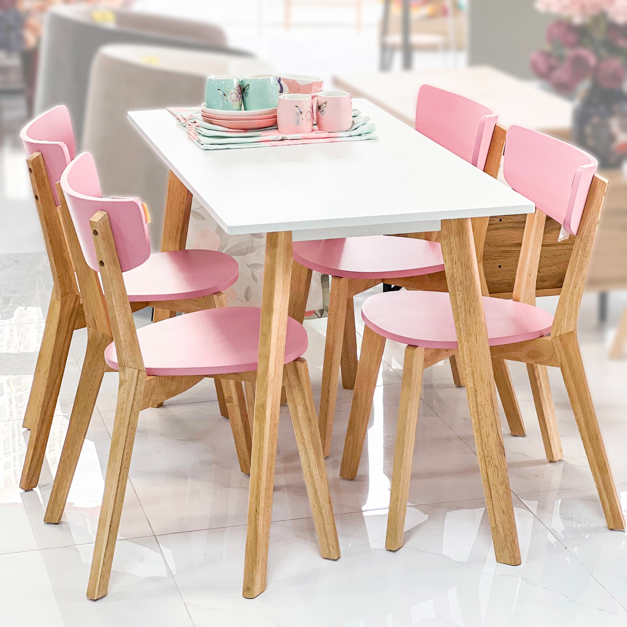 AALBORG Dining table Rubber wood/MFC Natural/white L120xW70xH75