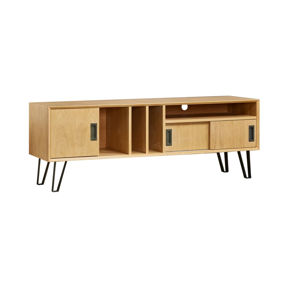 CARINE Oak Wood Grain TV Shelf