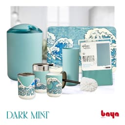 Set of 7 bathroom items DARK MINT Ocean Wave Pattern image 1