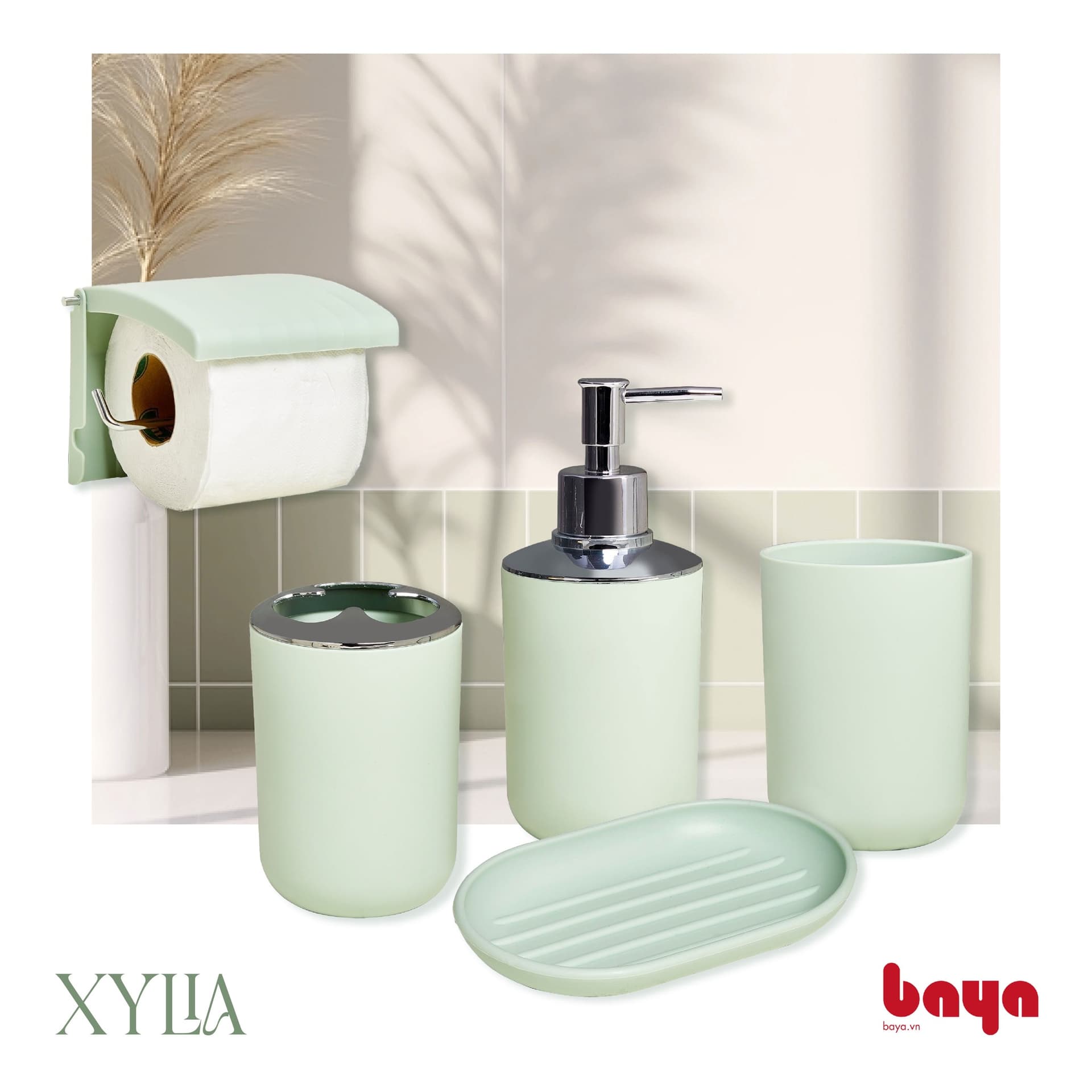 Set of 5 XYLIA plain Mint bathroom items image 1