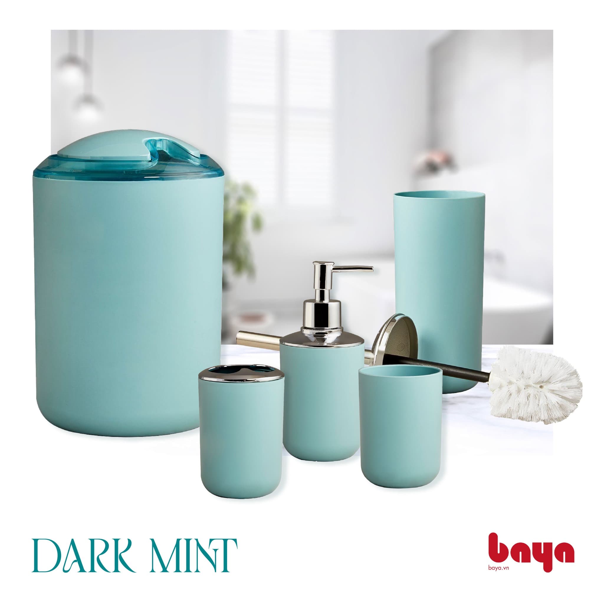 Set of 5 bathroom items DARK MINT Green