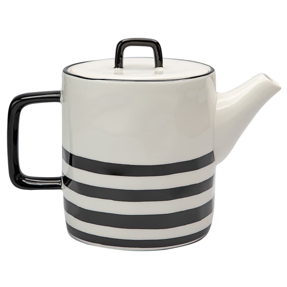 BLACK & WHITE ceramic tea set with black and white pattern image 5