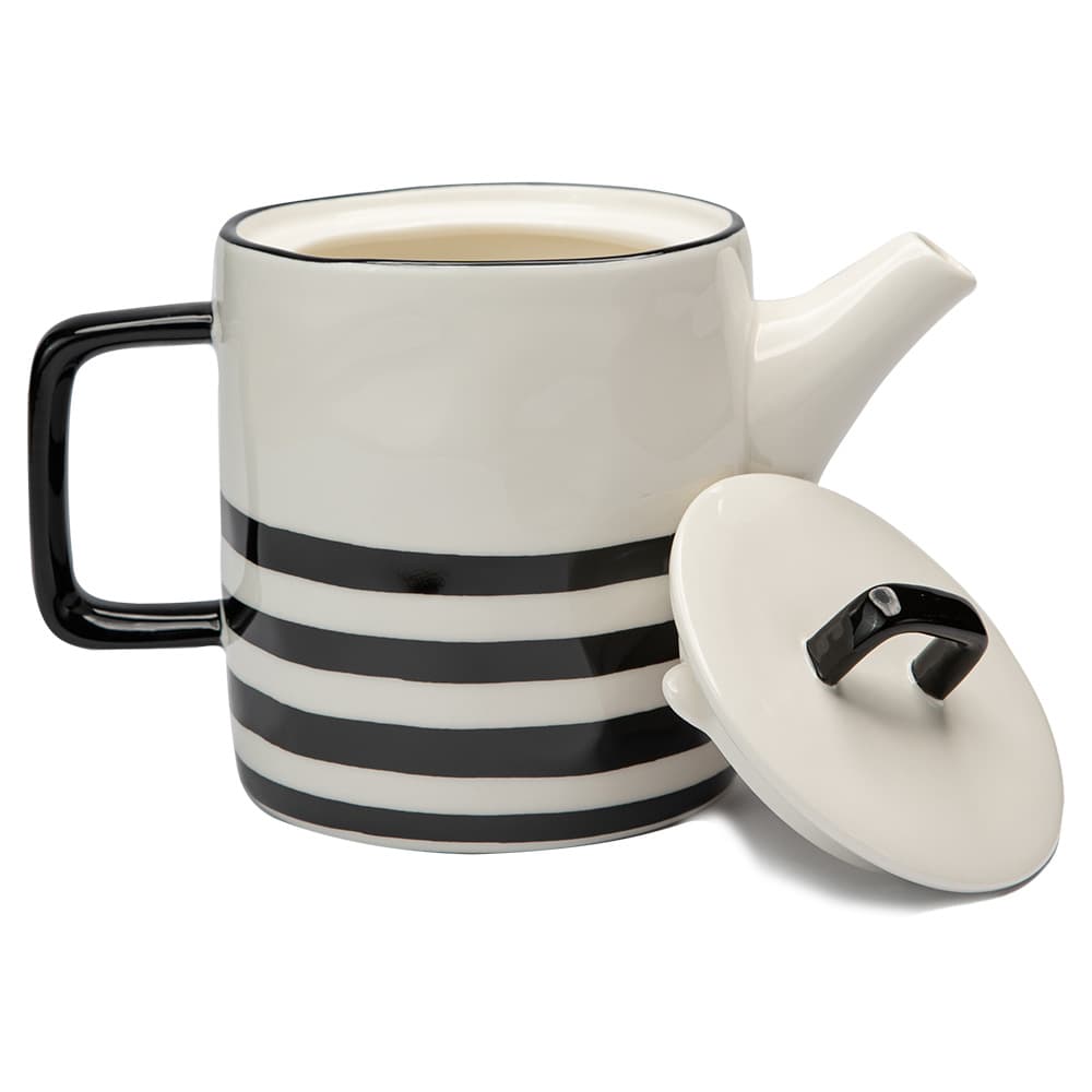 BLACK & WHITE ceramic tea set with black and white pattern image 6