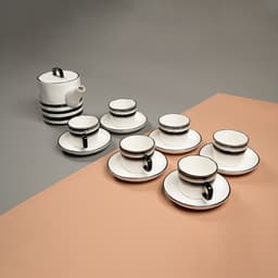 BLACK & WHITE ceramic tea set with black and white pattern image 3