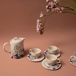 FLORAL Porcelain Teapot Set with Floral and Leaf Pattern image 4