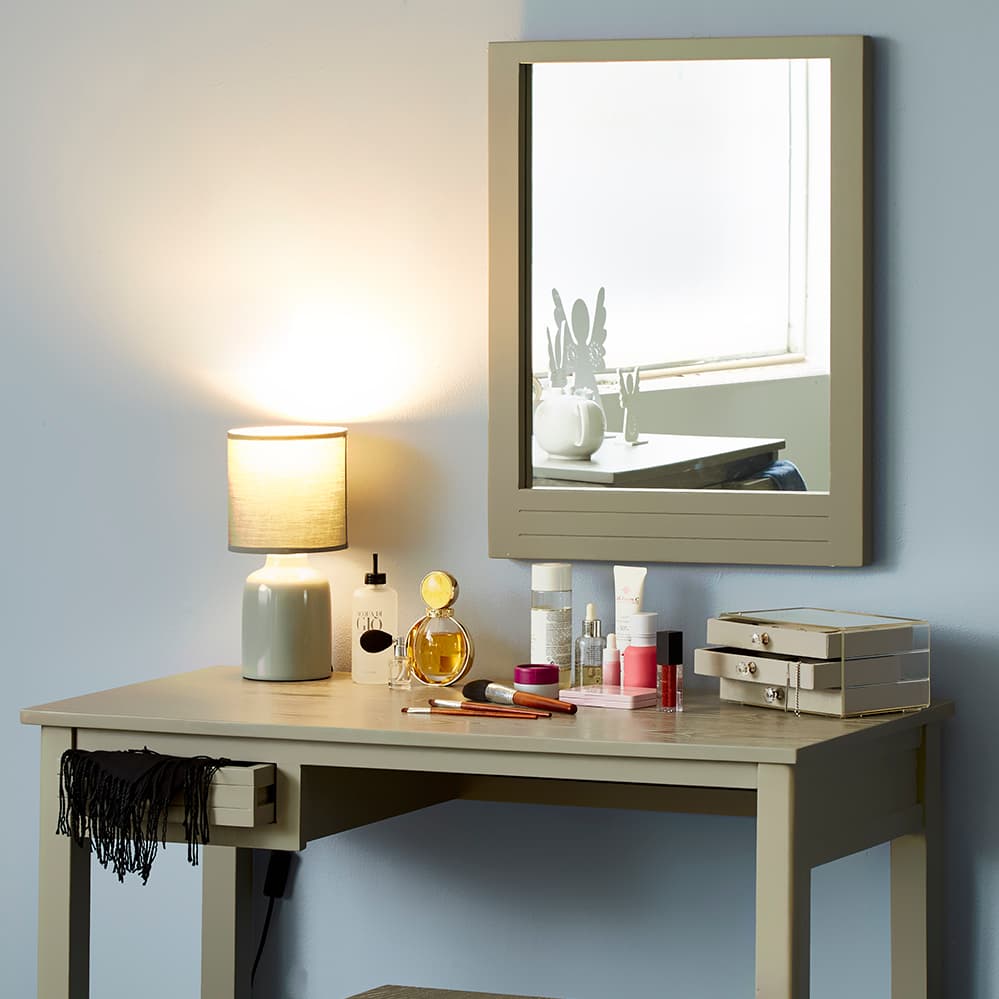 KENNY Gray Rubber Wood Wall Mirror