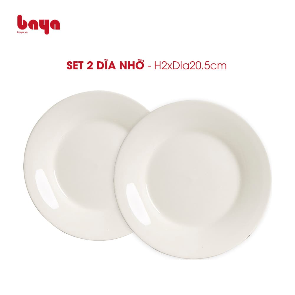 Set of 2 white ceramic plates WIN H2xDia20.5