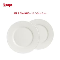 Set of 2 small white ceramic plates WIN H1.5xDia15 image 1