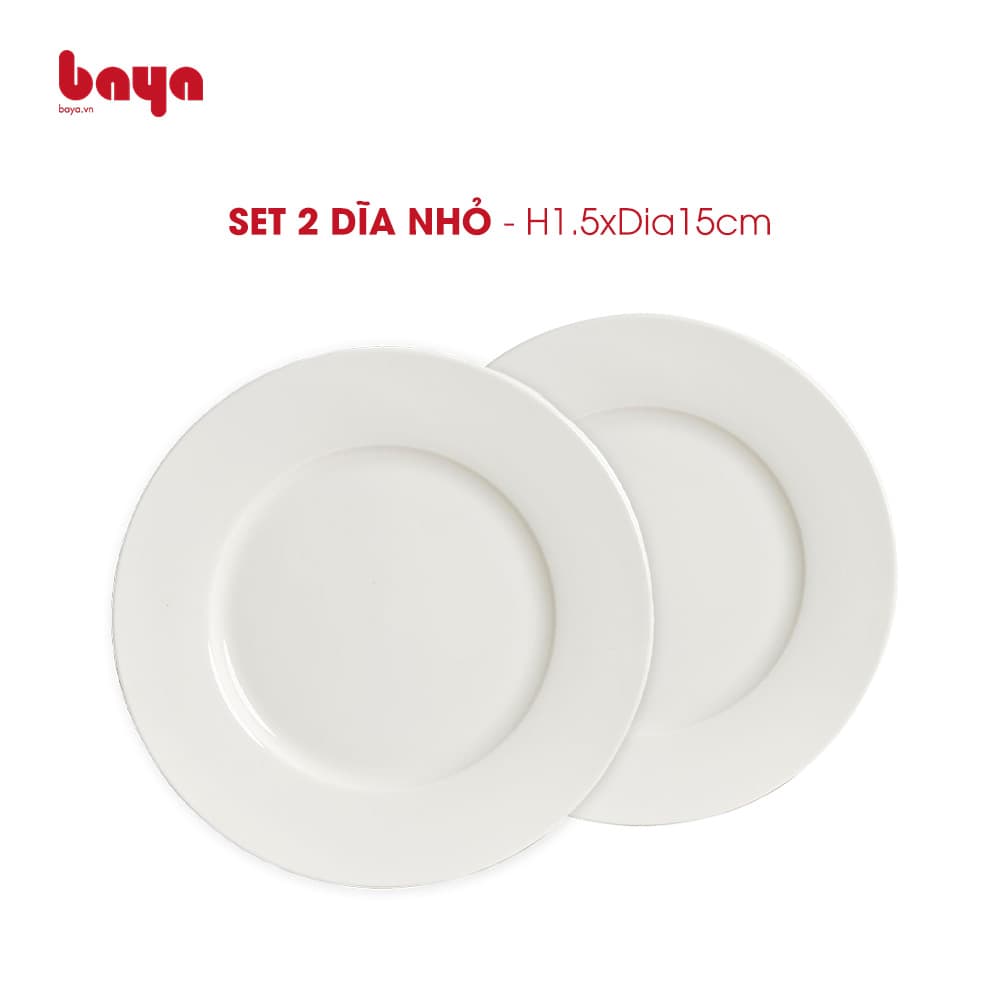 Set of 2 small white ceramic plates WIN H1.5xDia15