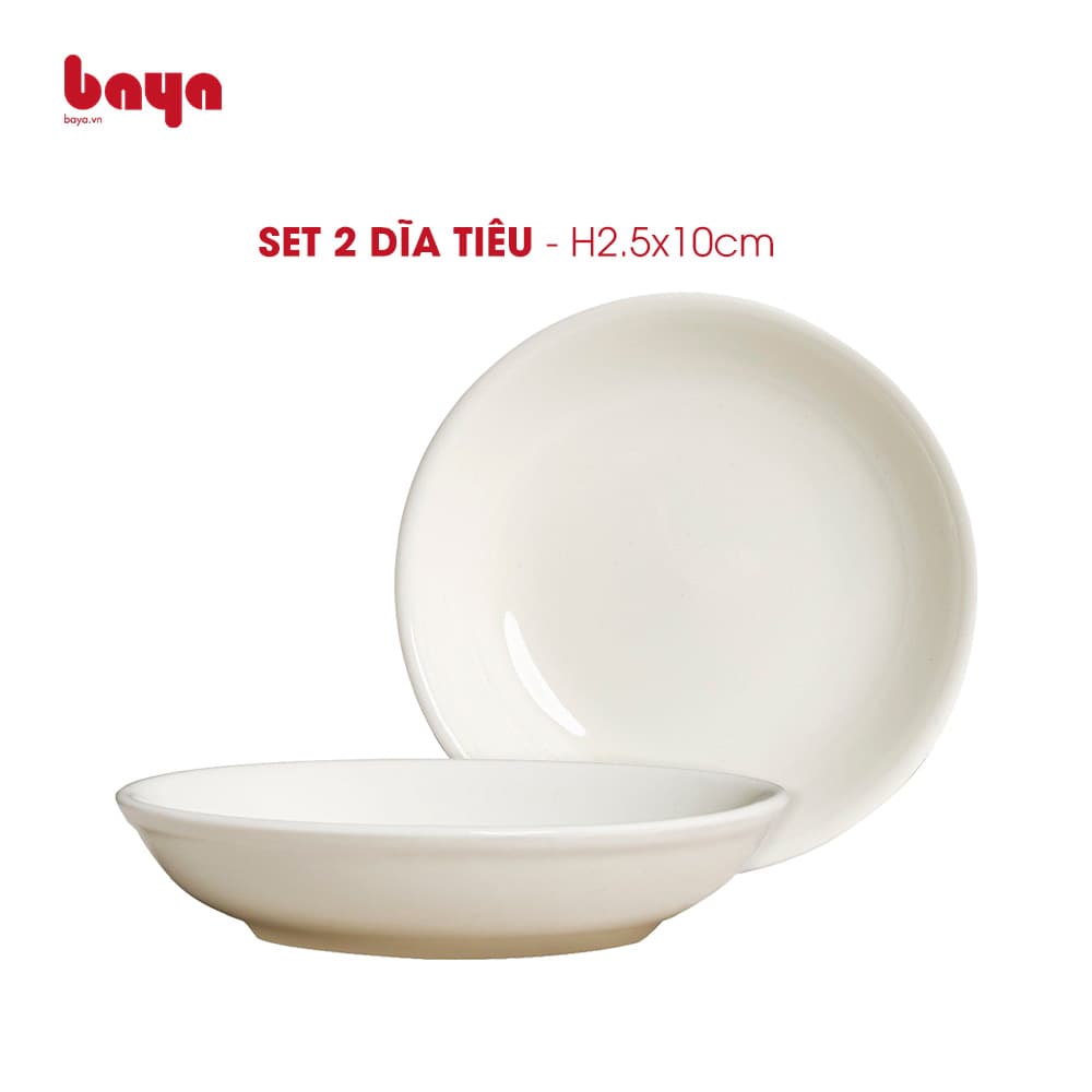 Set of 2 white ceramic pepper plates WIN H2.5xDia10