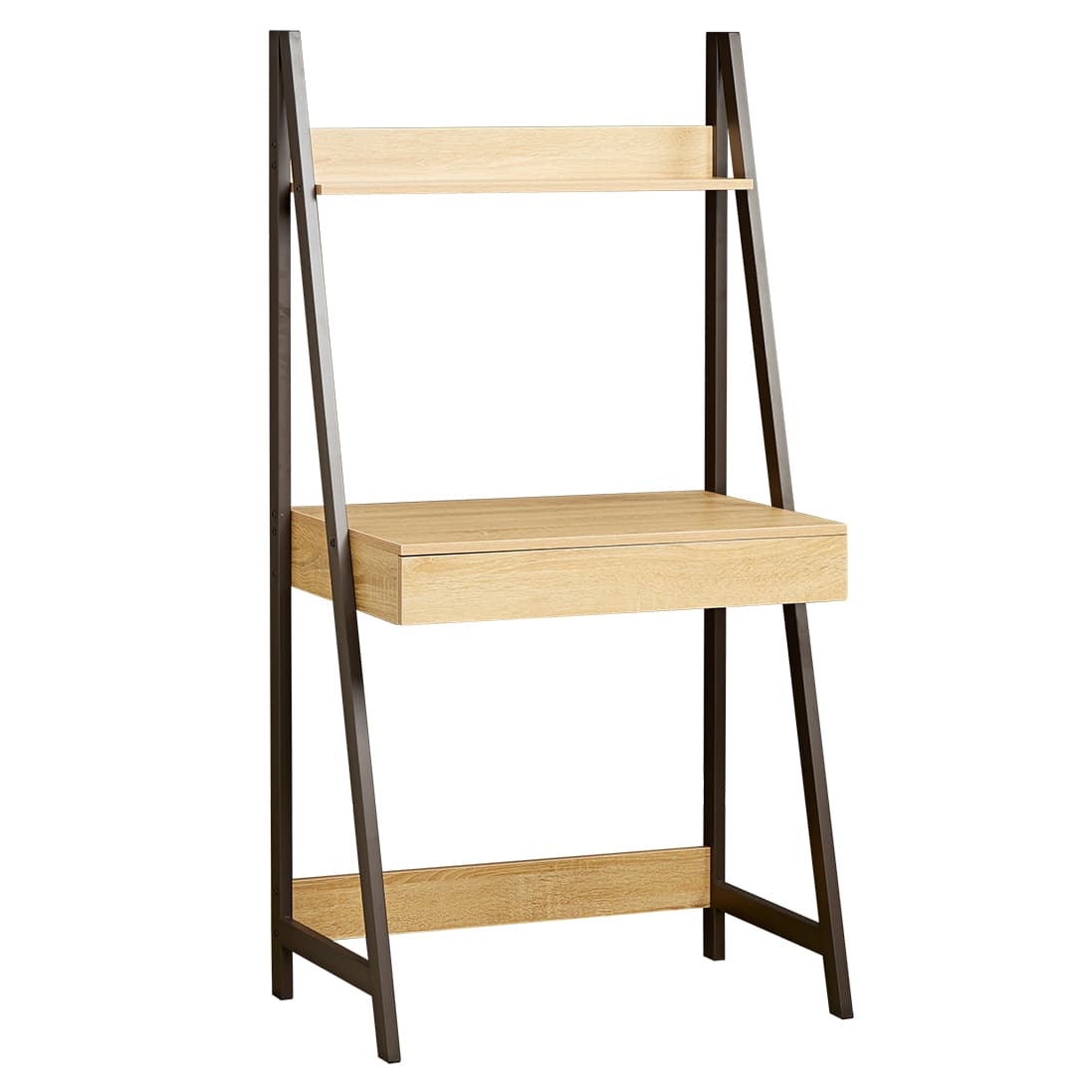 STUDENT Light Wood Bookshelf Integrated Desk