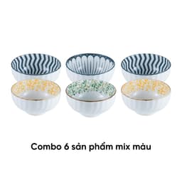 Ảnh Combo 6 Bát ăn cơm gốm sứ ANNE màu ngẫu nhiên H5.7xD11.3 1