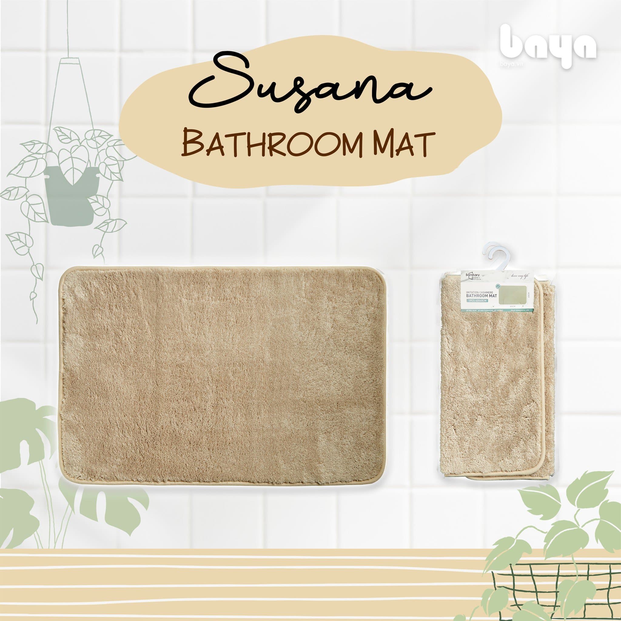 SUSANA Beige Synthetic Fabric Bathroom Rug