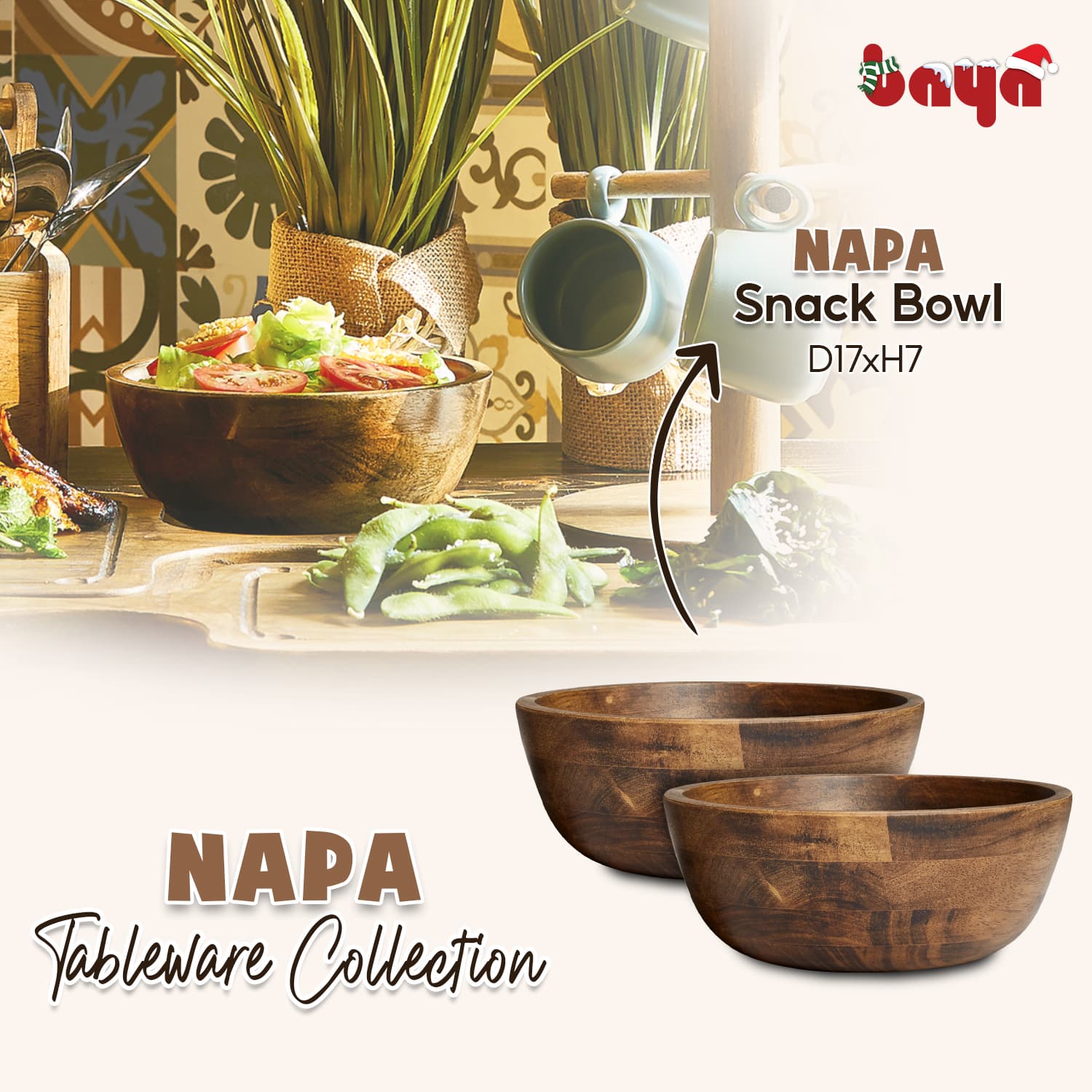 NAPA Rubber Wood Snack Bowl image 3