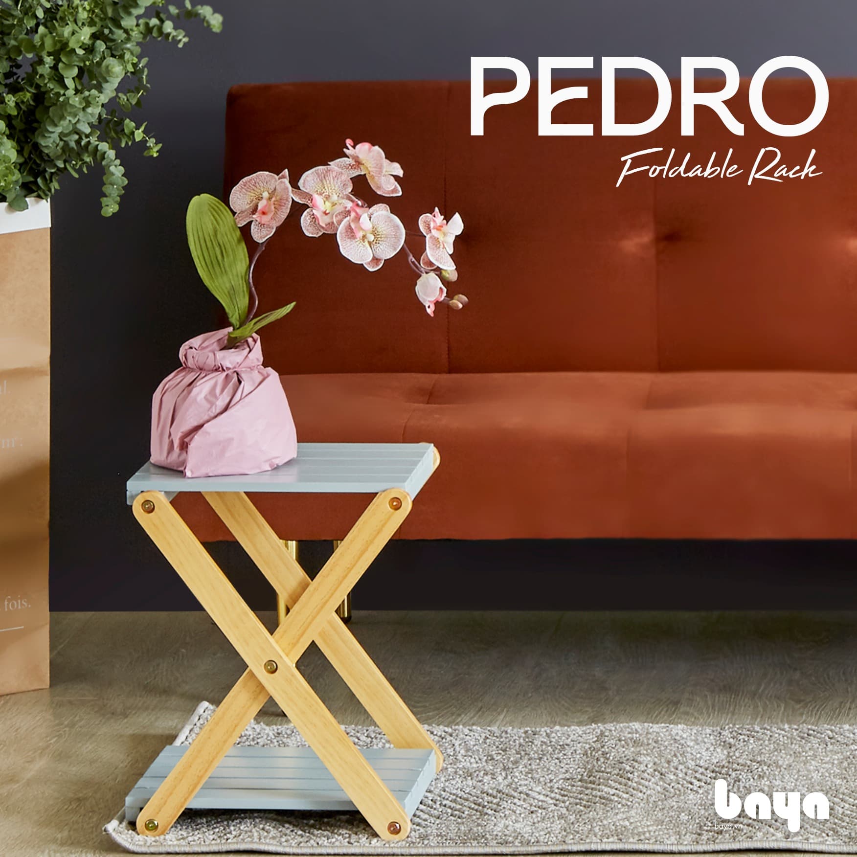 PEDRO Natural Pine Wood Foldable Shelf