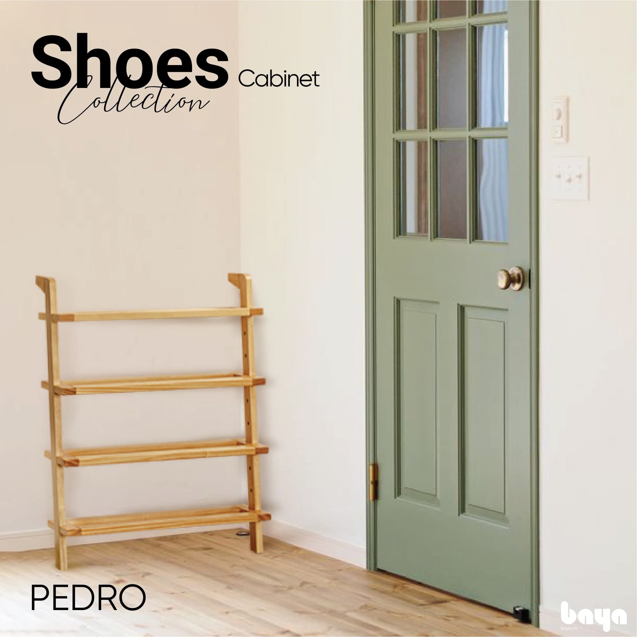 PEDRO Natural Pine Wood Shoe Shelf