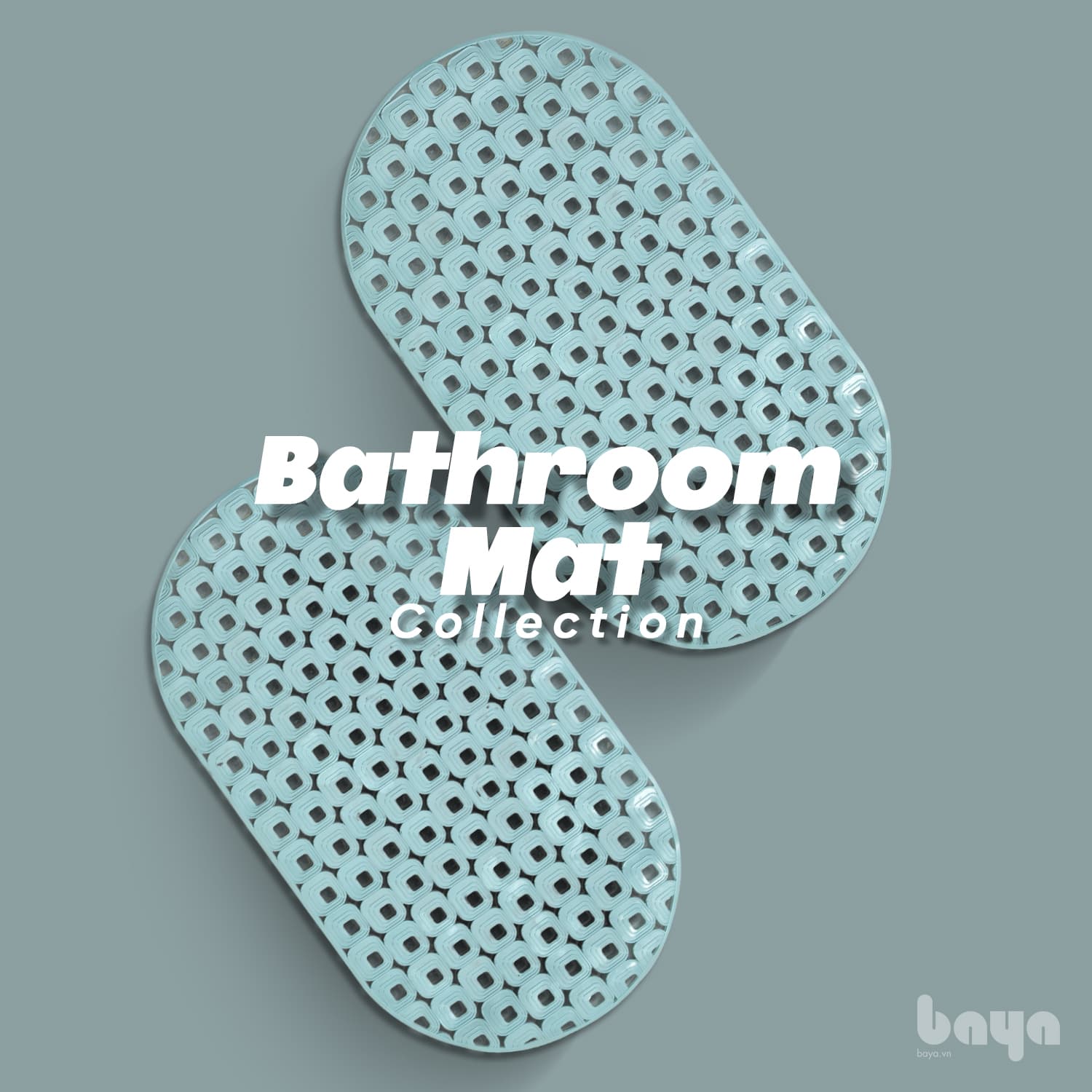 DARK MINT Patterned Bathroom Carpet D60xW35cm