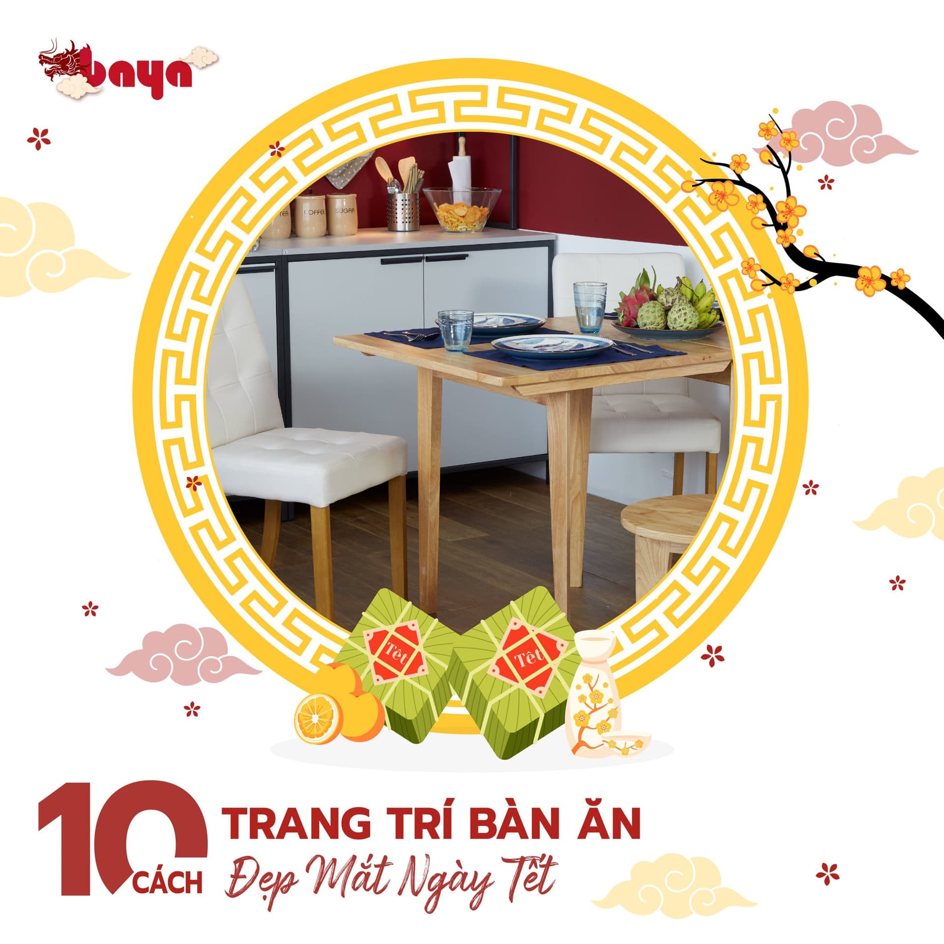 10 Beautiful Ways to Decorate the Dining Table for Tet