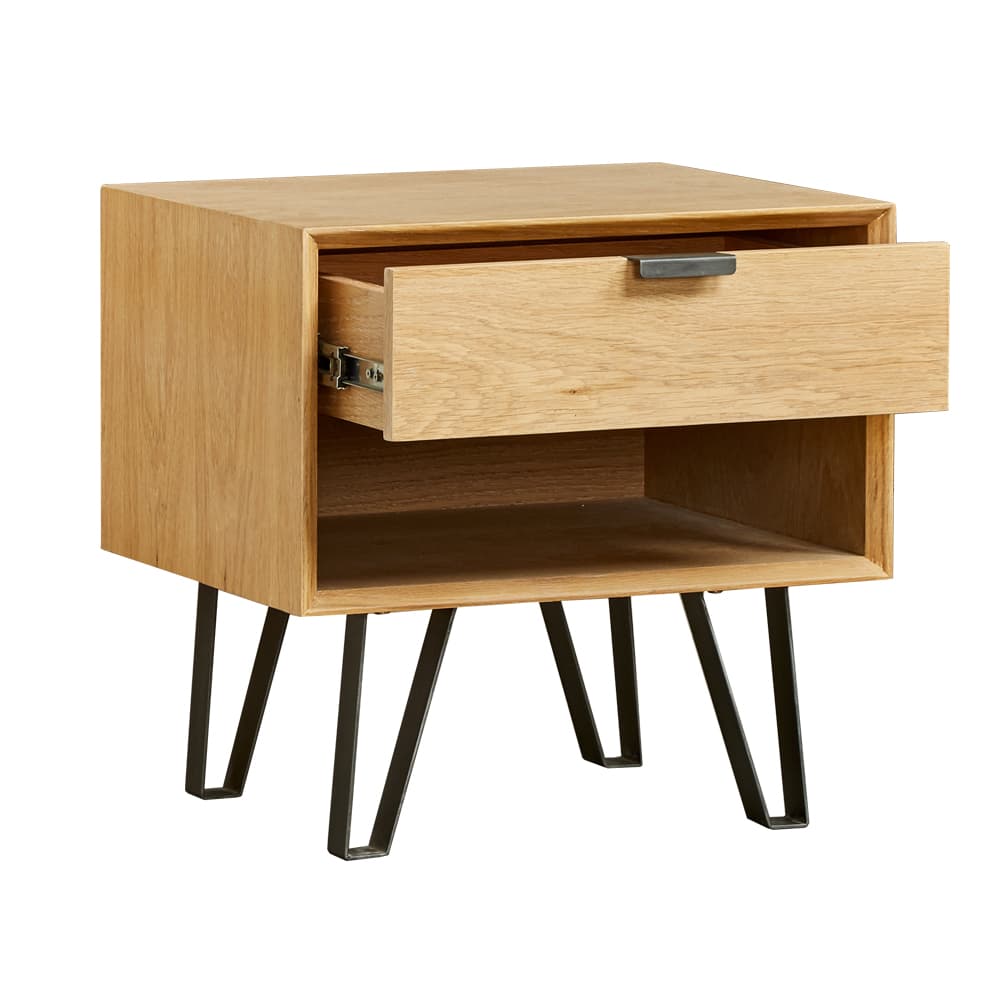 CARINE Oak Wooden Bedside Cabinet