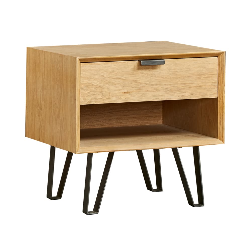 CARINE Oak Wooden Bedside Cabinet
