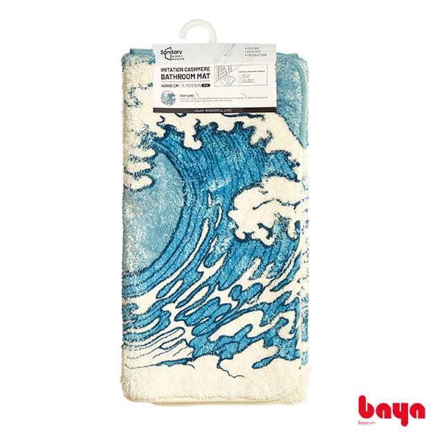 DARK MINT Ocean Wave Pattern Bathroom Carpet D60xW40cm
