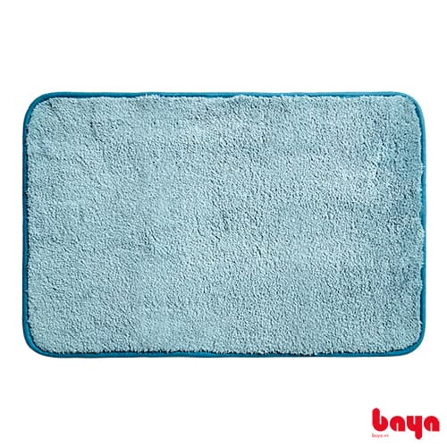 DARK MINT blue shaggy bathroom rug D60xW40cm
