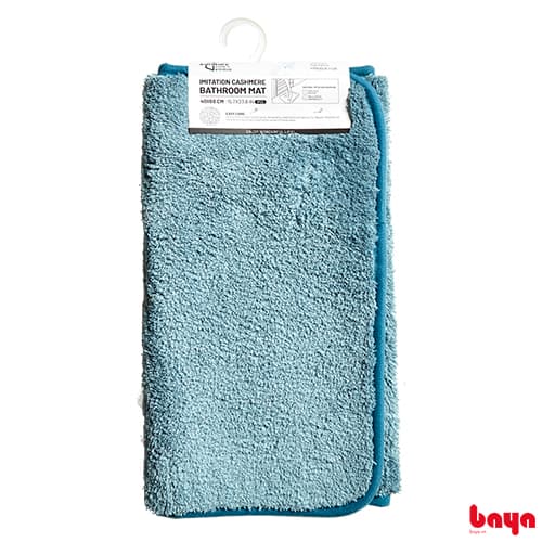 DARK MINT blue shaggy bathroom rug D60xW40cm