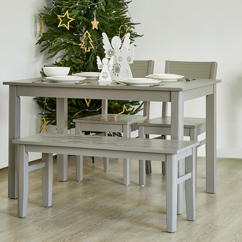 KENNY Gray Rubber Wood Bench
