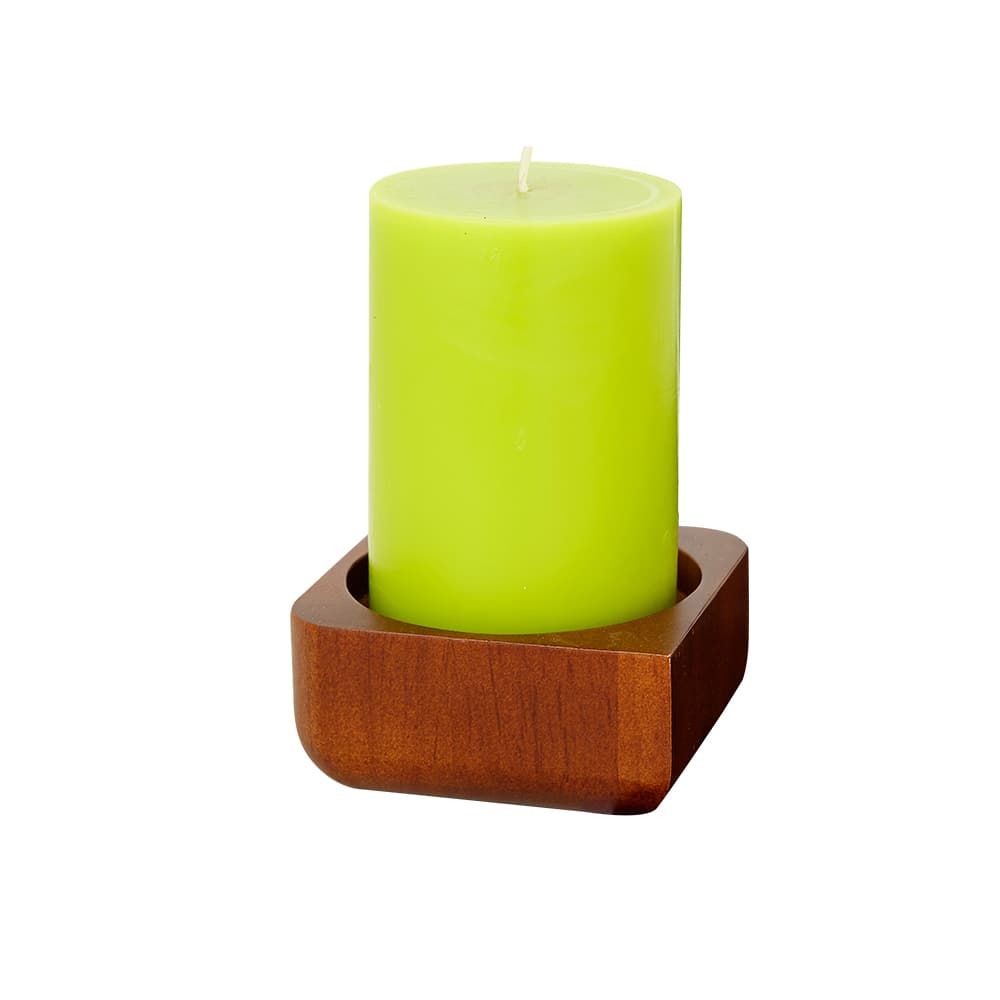 SLAVIC Dark Brown Rubber Wood Pillar Candlestick