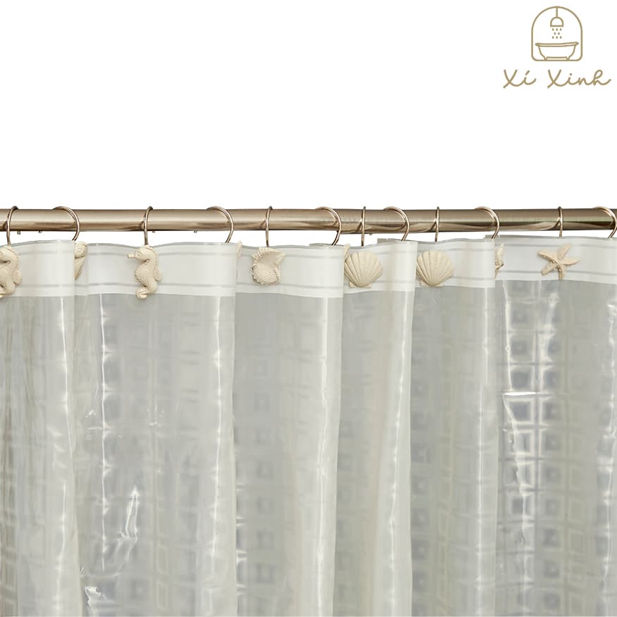 SUSANA Beige Vinyl Shower Curtain