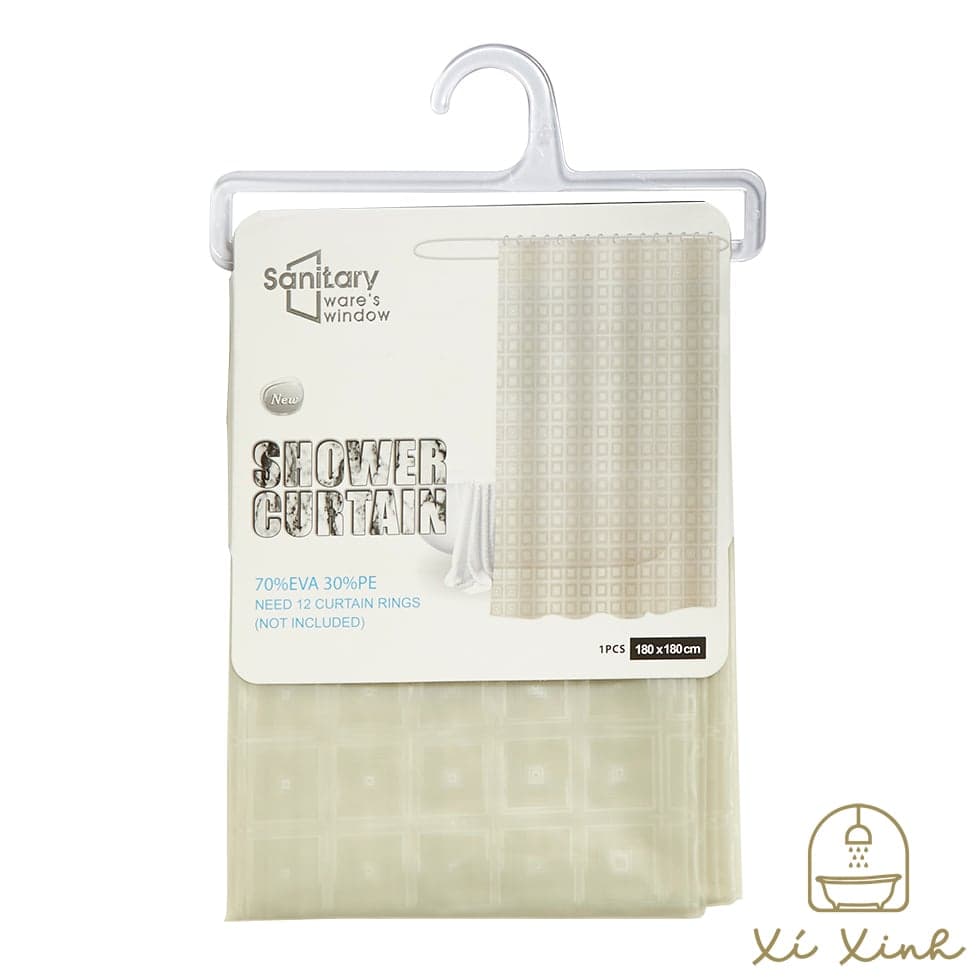 SUSANA Beige Vinyl Shower Curtain