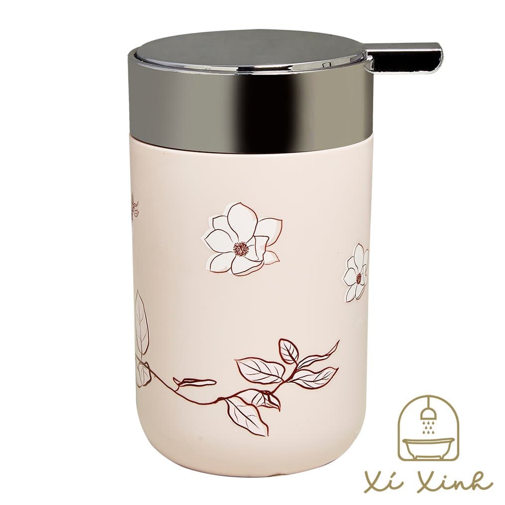Pink Plastic Soap Spray Bottle with XING flower branch pattern