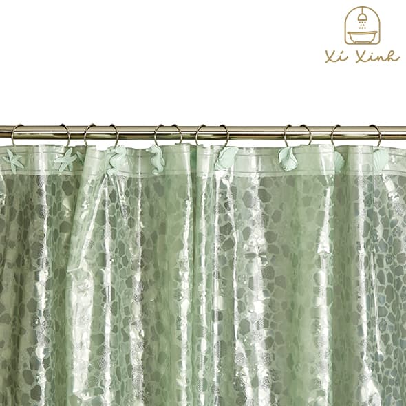 XYLIA Mint Green Vinyl Shower Curtain