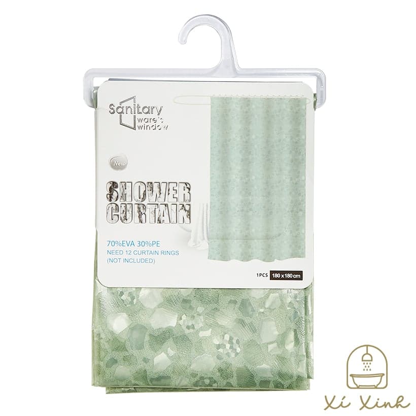 XYLIA Mint Green Vinyl Shower Curtain