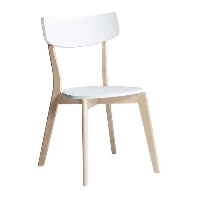 AALBORG Dining chair Rubberwood/plywood Natural/white D50.5xW49.5xH80
