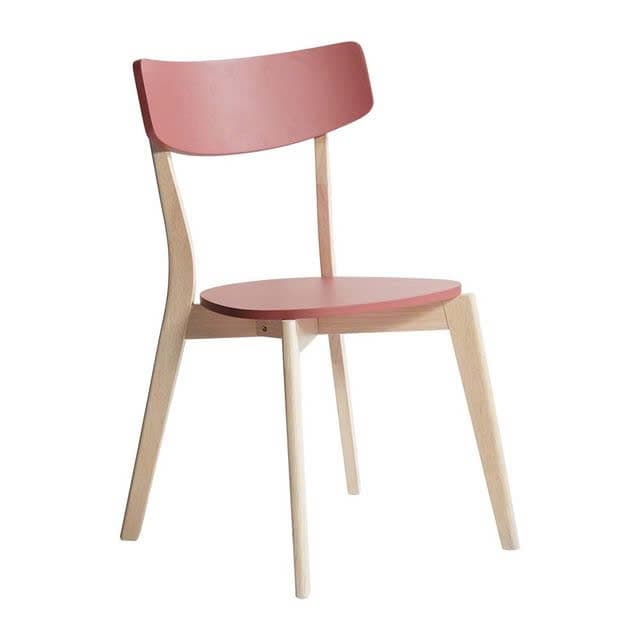 AALBORG Dining chair Rubberwood/plywood Natural/pink D50.5xW49.5xH80