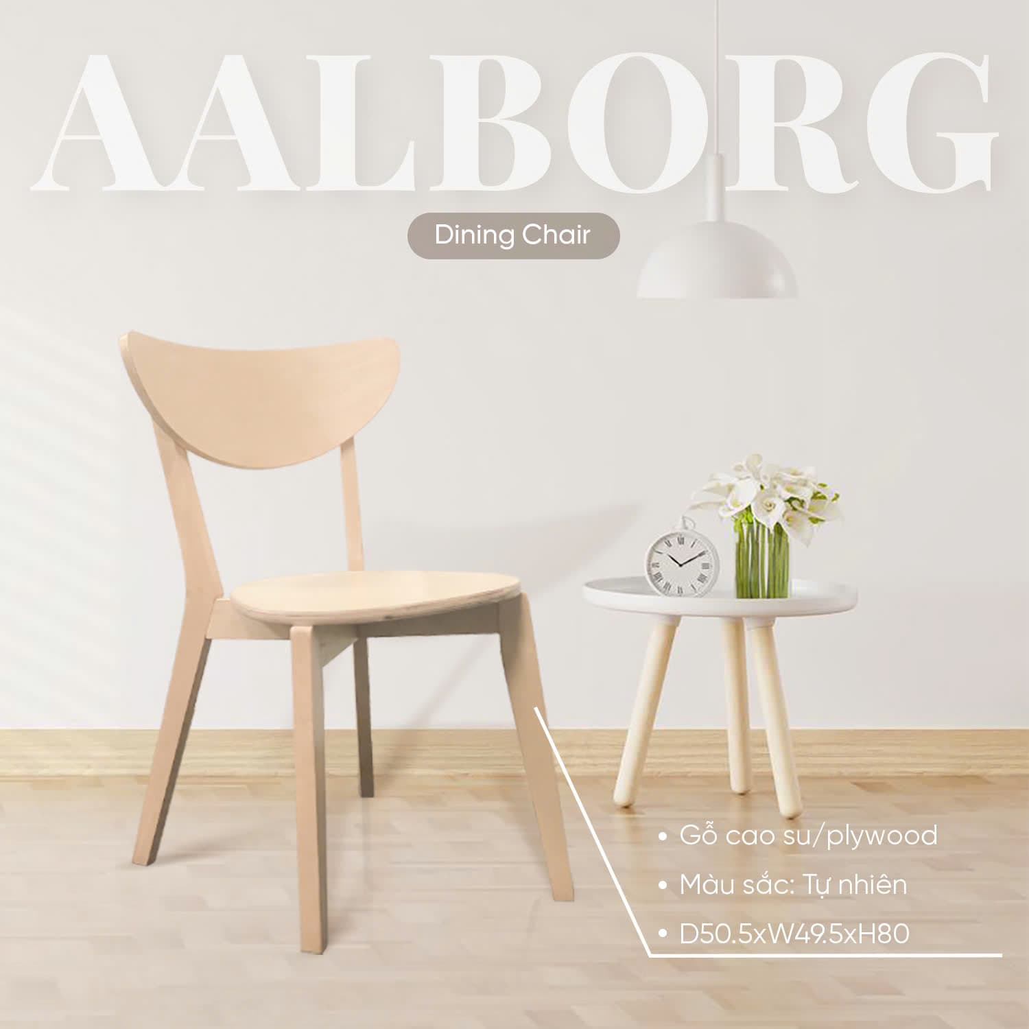 AALBORG Natural rubber/plywood dining chair D50.5xW49.5xH80