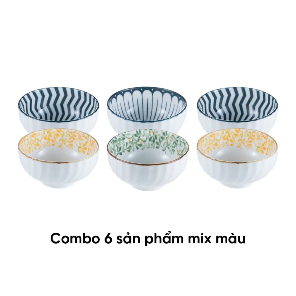 Combo 6 Bát ăn cơm gốm sứ ANNE màu ngẫu nhiên H5.7xD11.3
