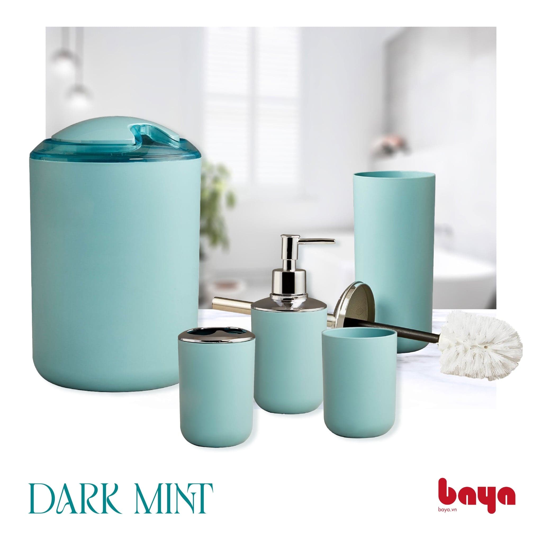 Bộ 5 vật dụng phòng tắm Xanh DARK MINT